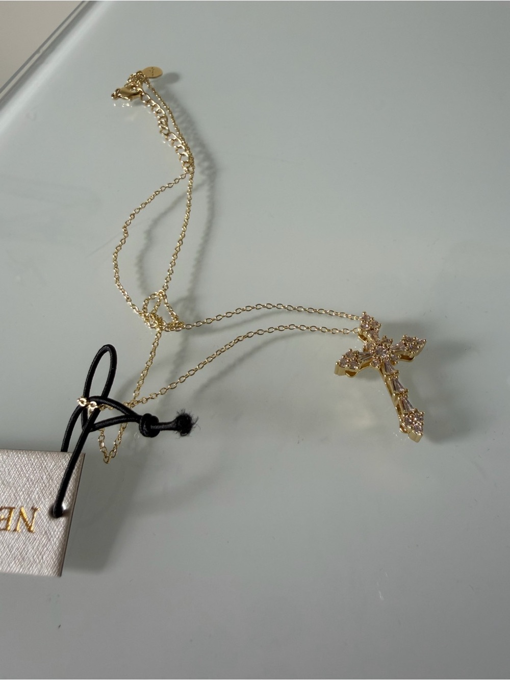Gold Cross cubic zirconia Pendant Necklace